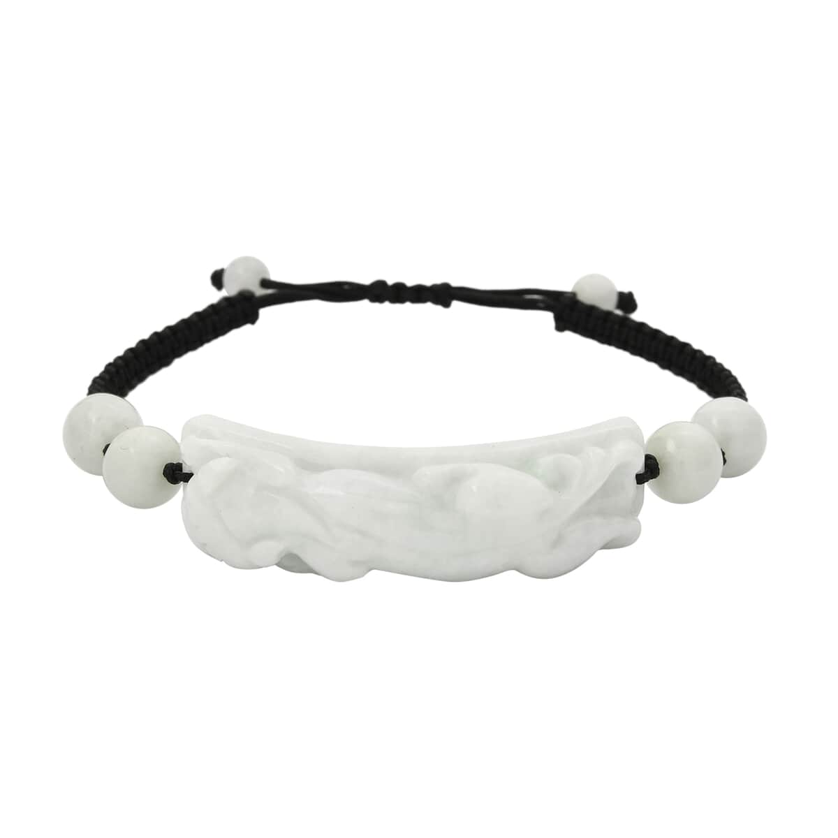 Natural Jade 110.00 ctw Carved Pixiu Bracelet in Rope Cord (6-9inch) image number 0