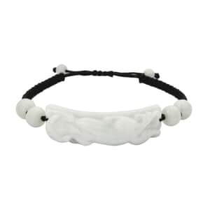 Natural Jade 110.00 ctw Carved Pixiu Bracelet in Rope Cord (6-9inch)