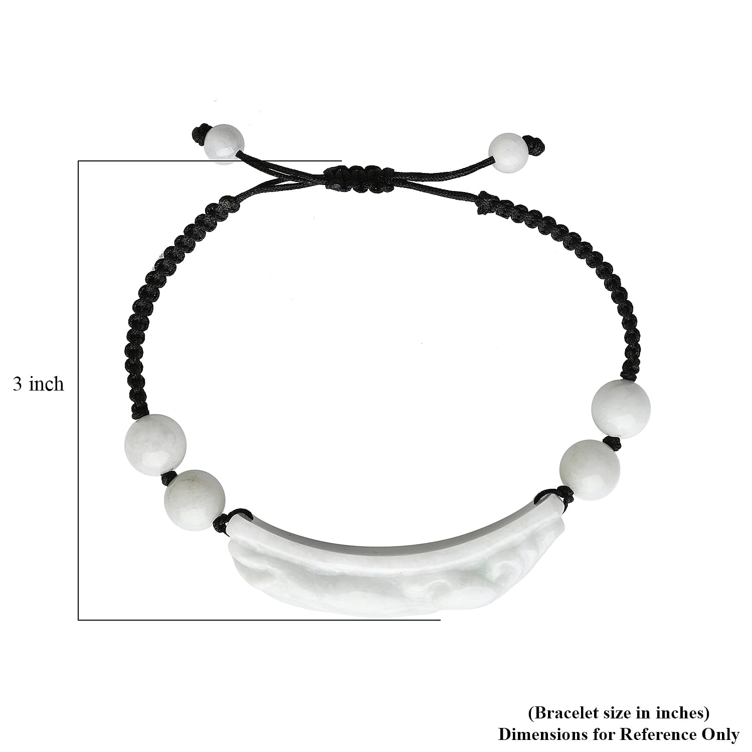 Natural Jade 110.00 ctw Carved Pixiu Bracelet in Rope Cord (6-9inch)