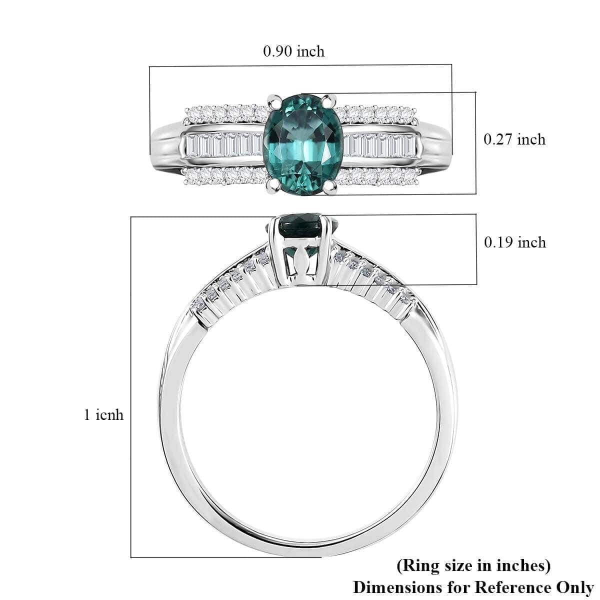 Luxoro Premium Pirineu Lagoon Tourmaline and G-H I2 Diamond 1.30 ctw Azure Grace Ring in 10K White Gold (Size 10.0) image number 5