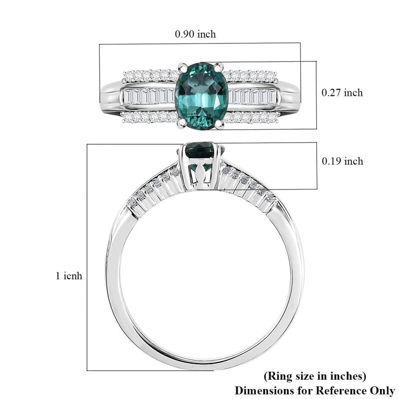 Luxoro Premium Pirineu Lagoon Tourmaline and G-H I2 Diamond 1.30 ctw Azure Grace Ring in 10K White Gold (Size 10.0)