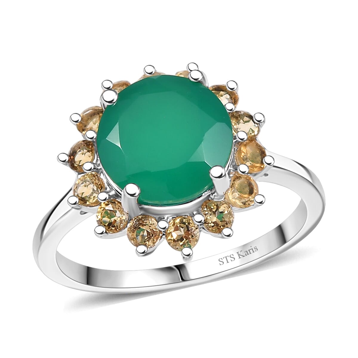 Karis Green Onyx and Brazilian Citrine 2.90 ctw Ring in Platinum Bond (Size 9.0) image number 0