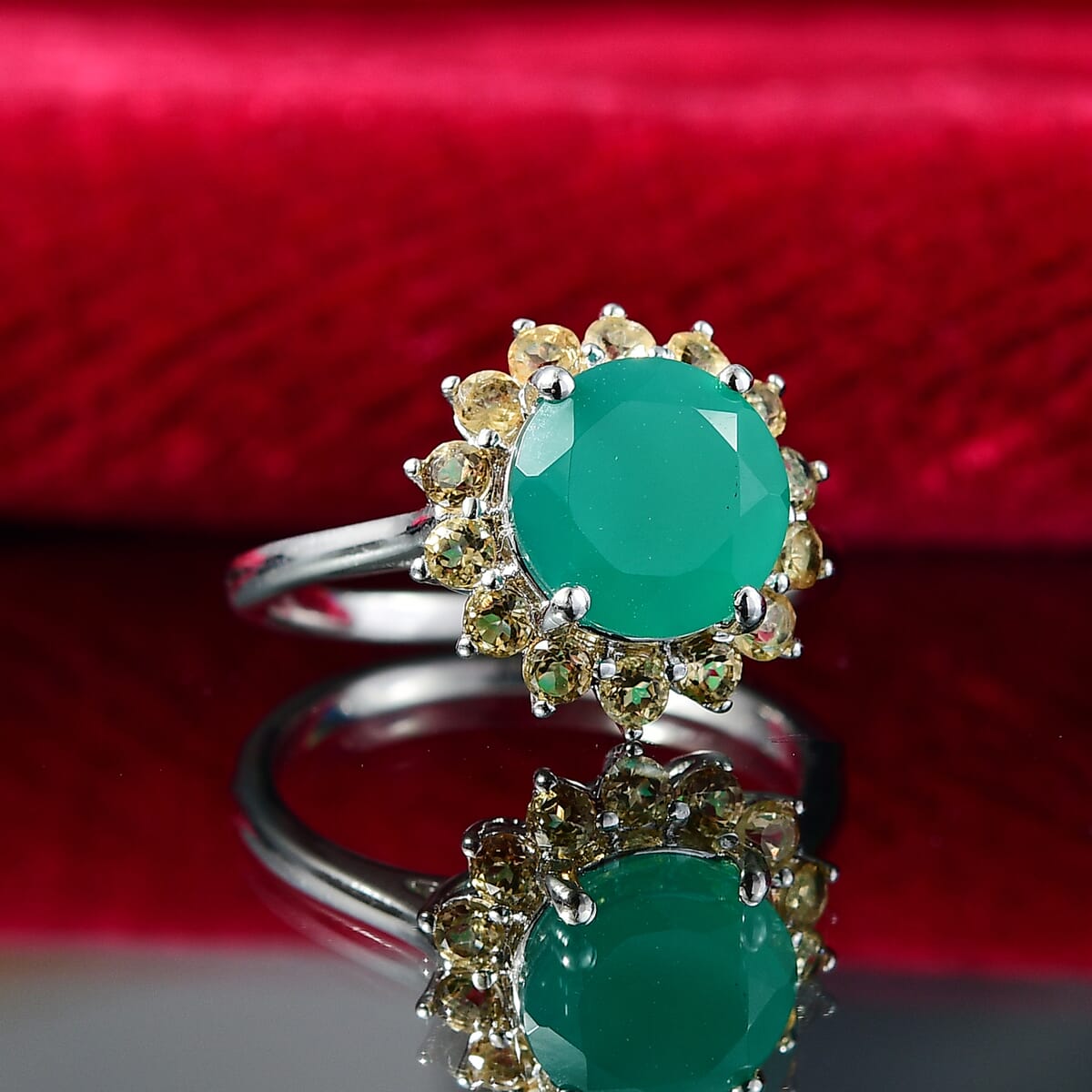 Karis Green Onyx and Brazilian Citrine 2.90 ctw Ring in Platinum Bond (Size 9.0) image number 1