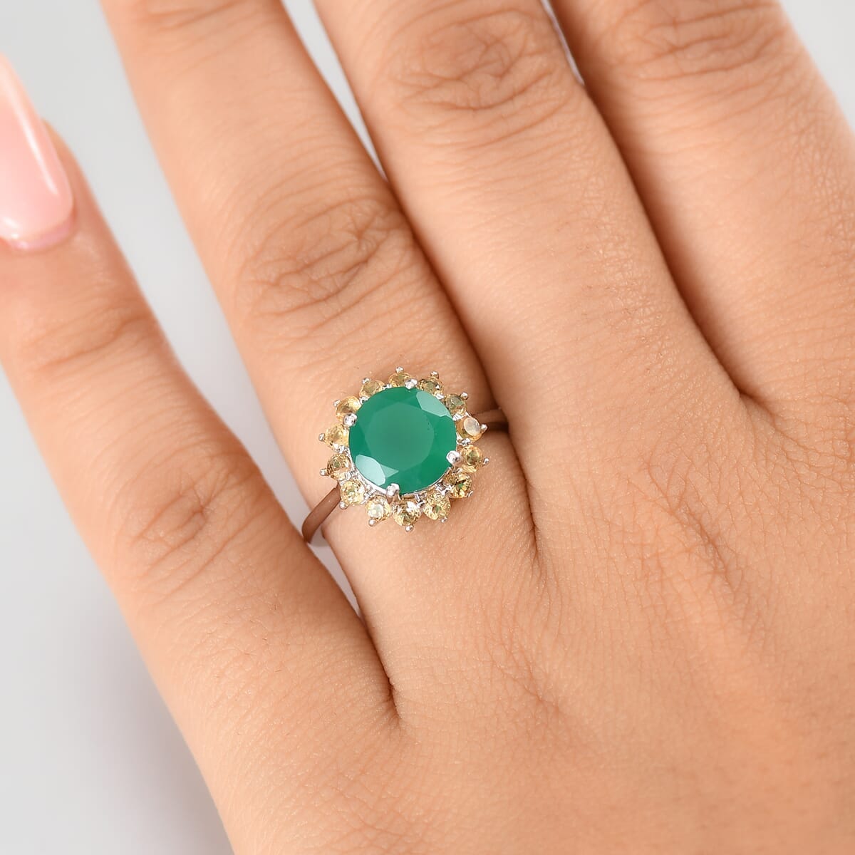 Karis Green Onyx and Brazilian Citrine 2.90 ctw Ring in Platinum Bond (Size 9.0) image number 2