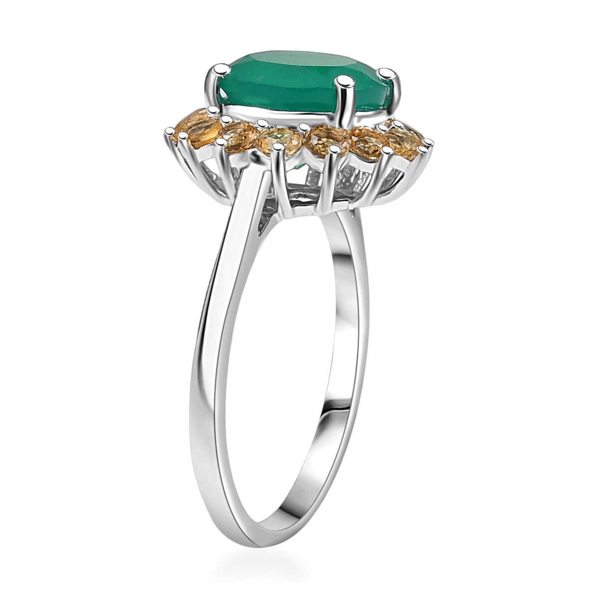 Karis Green Onyx and Brazilian Citrine 2.90 ctw Ring in Platinum Bond (Size 9.0) image number 3