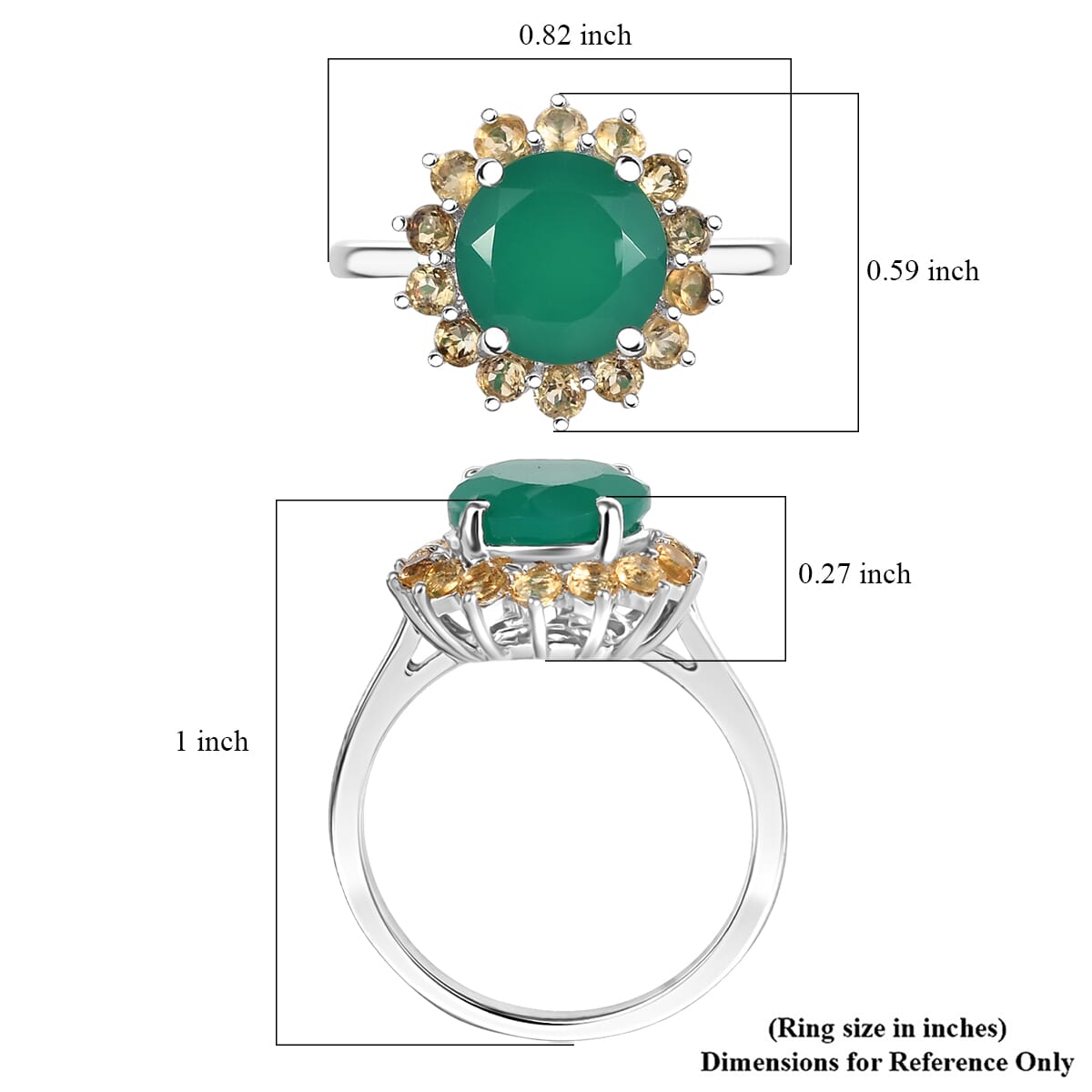 Karis Green Onyx and Brazilian Citrine 2.90 ctw Ring in Platinum Bond (Size 9.0) image number 5