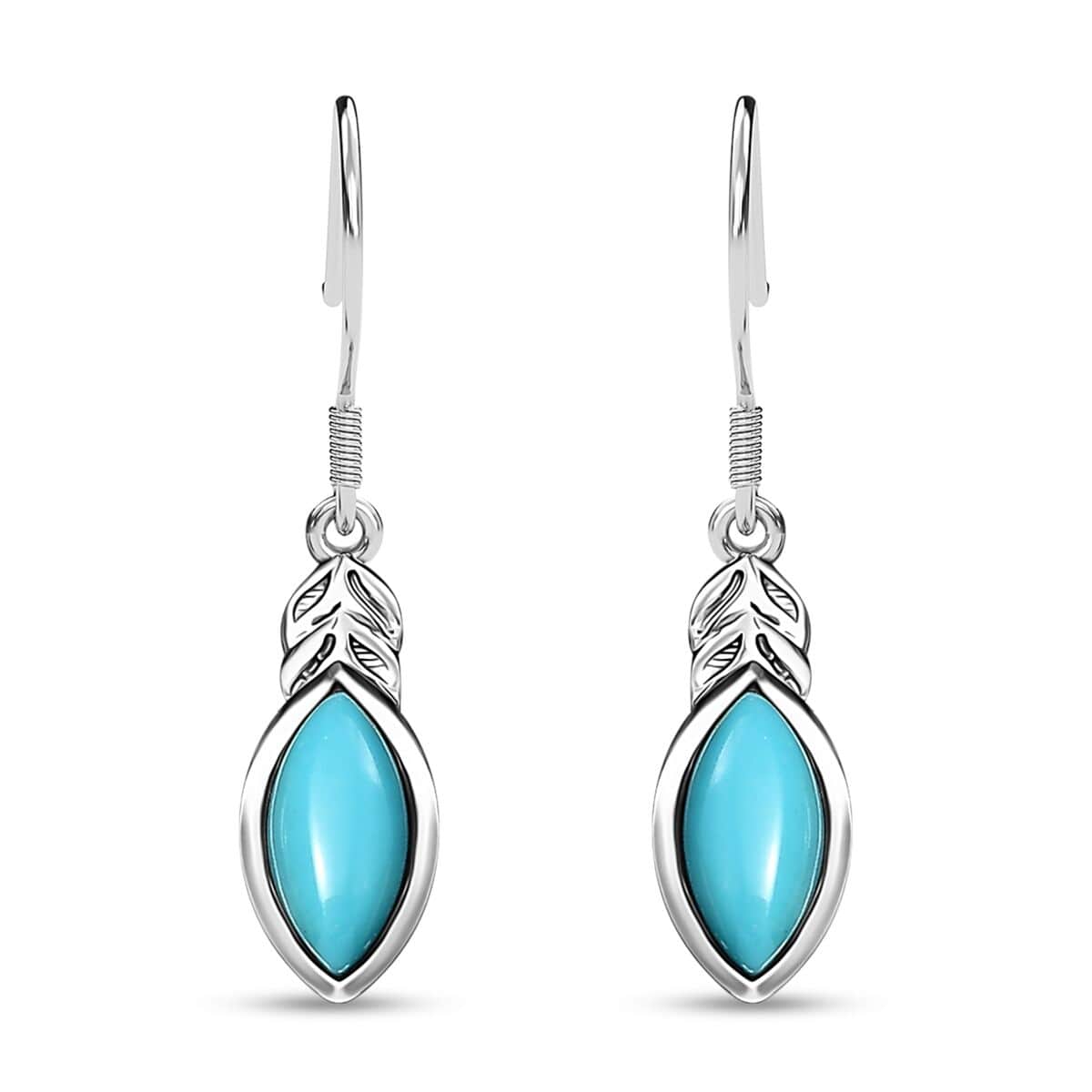 Sleeping Beauty Turquoise 2.30 ctw Earrings in Black Oxidized Sterling Silver image number 0