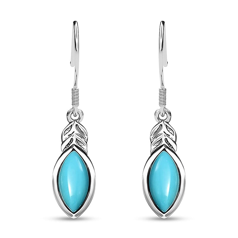 D'Joy Sleeping Beauty Turquoise 2.30 ctw Earrings in Black Oxidized Sterling Silver