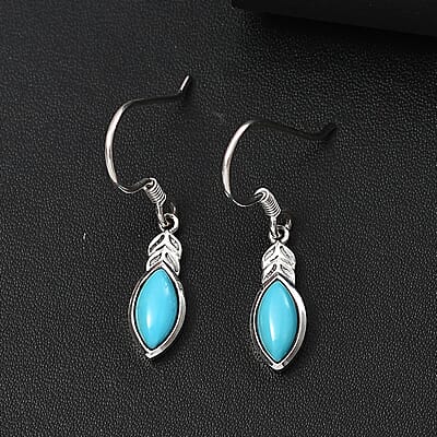 D'Joy Sleeping Beauty Turquoise 2.30 ctw Earrings in Black Oxidized Sterling Silver