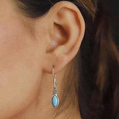 D'Joy Sleeping Beauty Turquoise 2.30 ctw Earrings in Black Oxidized Sterling Silver