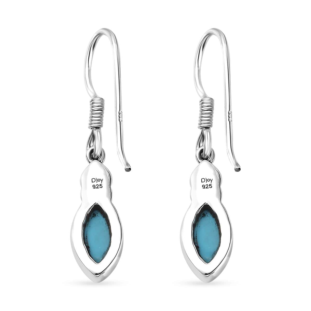 Sleeping Beauty Turquoise 2.30 ctw Earrings in Black Oxidized Sterling Silver image number 3