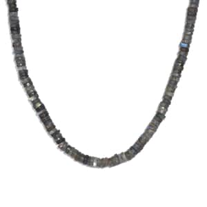 Malagasy Labradorite 100.00 ctw Necklace in Rhodium Over Sterling Silver 18 Inches