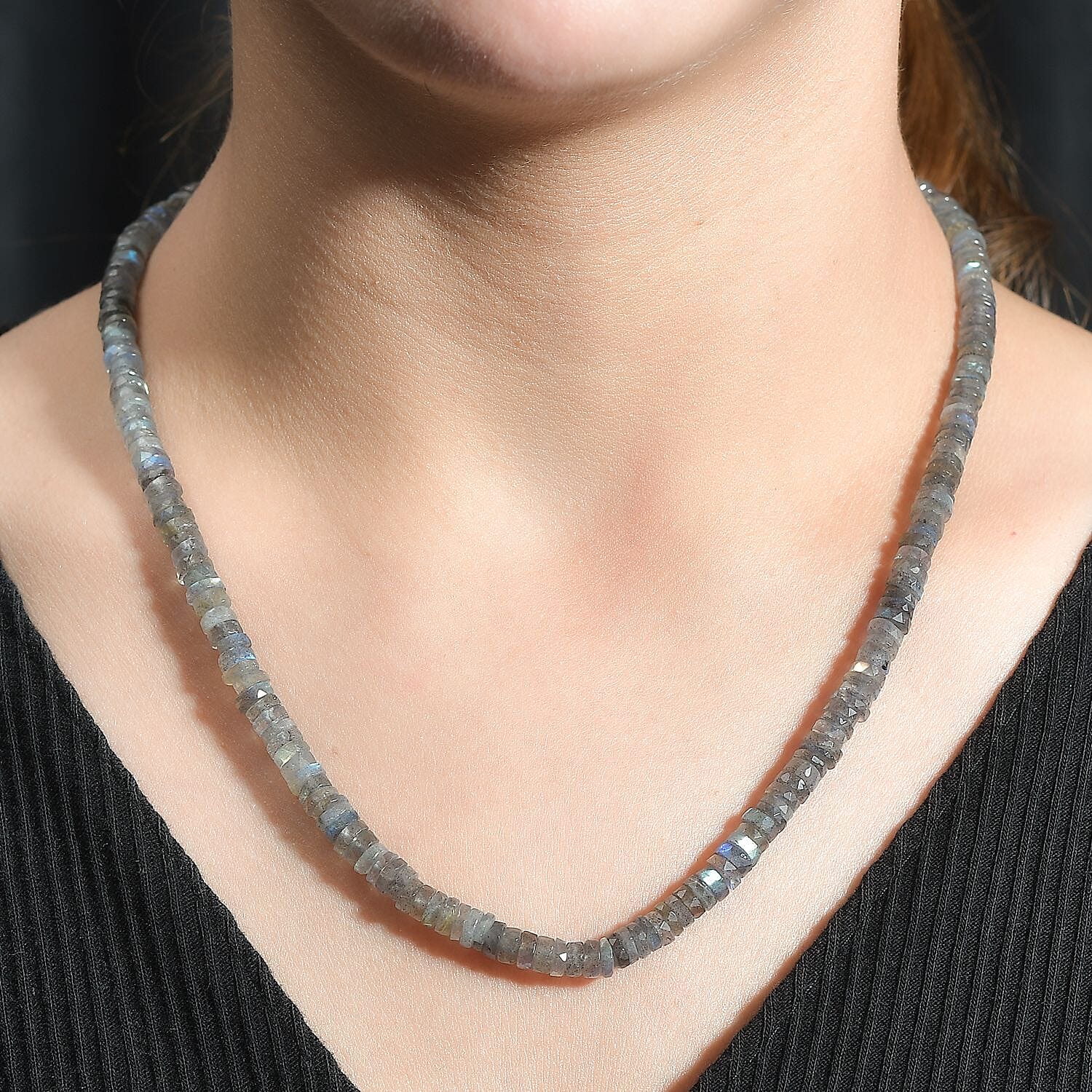 Malagasy Labradorite 100.00 ctw Necklace in Rhodium Over Sterling Silver 18 Inches