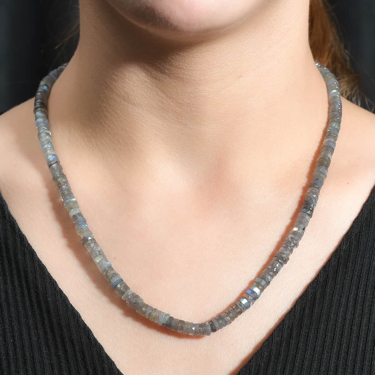 Malagasy Labradorite 100.00 ctw Necklace in Rhodium Over Sterling Silver 18 Inches image number 2