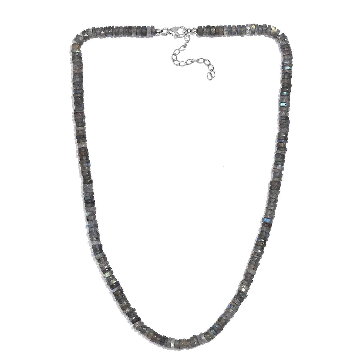 Malagasy Labradorite 100.00 ctw Necklace in Rhodium Over Sterling Silver 18 Inches image number 3