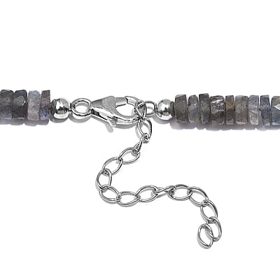 Malagasy Labradorite 100.00 ctw Necklace in Rhodium Over Sterling Silver 18 Inches