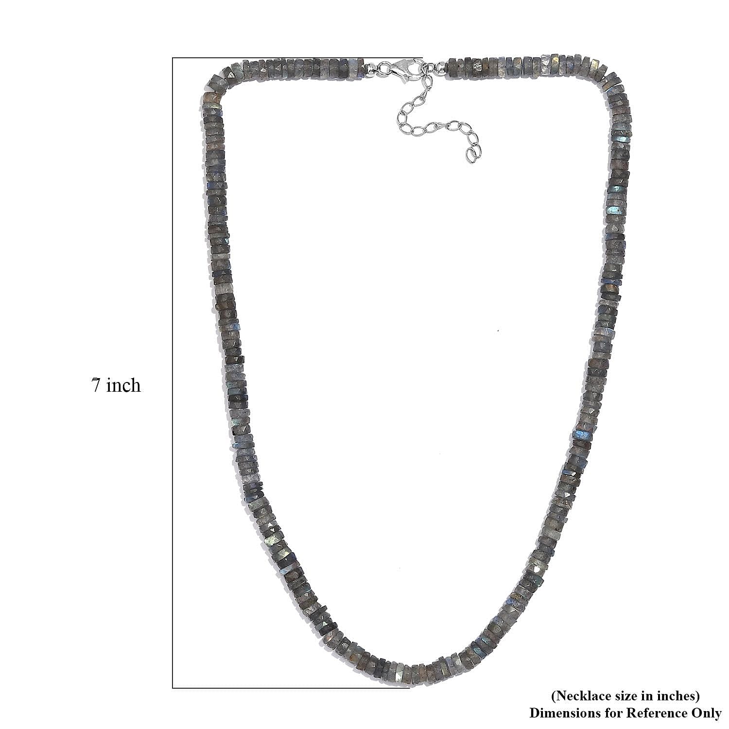 Malagasy Labradorite 100.00 ctw Necklace in Rhodium Over Sterling Silver 18 Inches