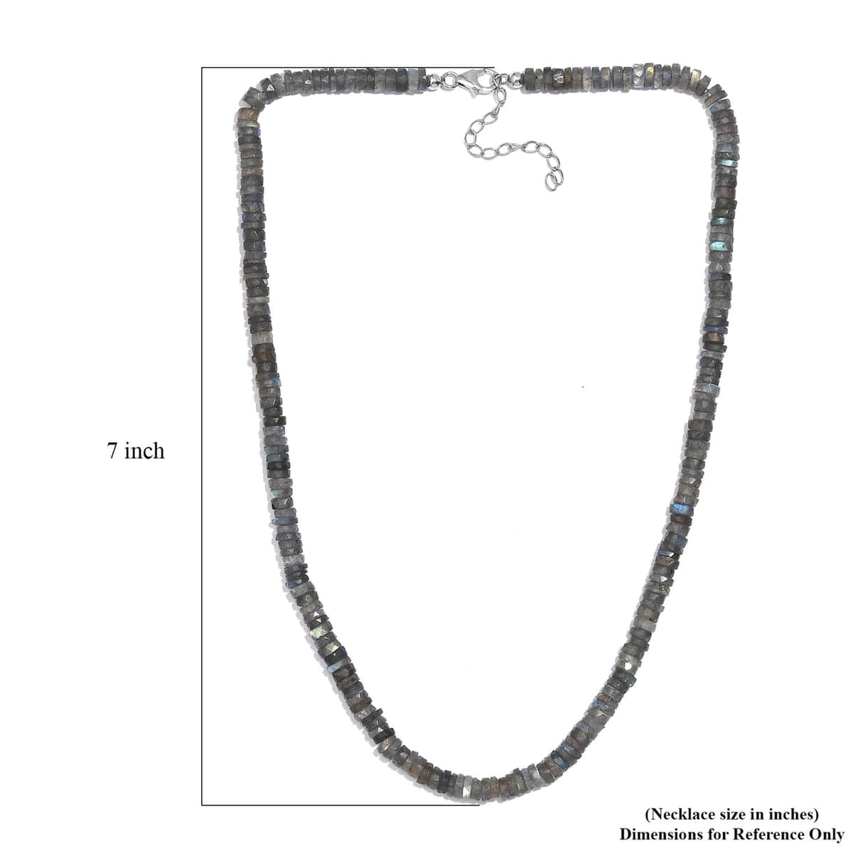 Malagasy Labradorite 100.00 ctw Necklace in Rhodium Over Sterling Silver 18 Inches image number 5