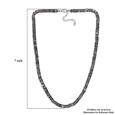 Malagasy Labradorite 100.00 ctw Necklace in Rhodium Over Sterling Silver 18 Inches