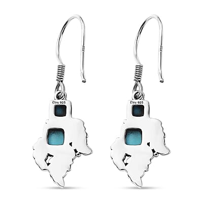 D'Joy Artisan Crafted Sleeping Beauty Turquoise 1.90 ctw Leaf Earrings in Black Oxidized Sterling Silver