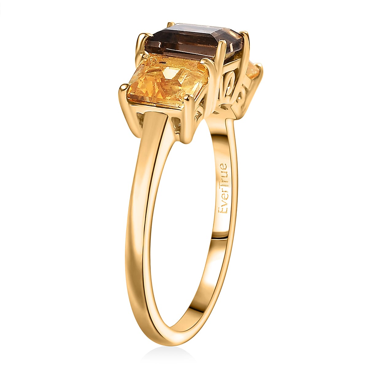 EverTrue Brazilian Smoky Quartz and Brazilian Citrine 2.35 ctw 3 Stone Ring in 18K YG Plated (Size  10.0) image number 3