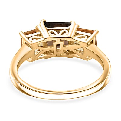 EverTrue Brazilian Smoky Quartz and Brazilian Citrine 2.35 ctw 3 Stone Ring in 18K YG Plated (Size  10.0)