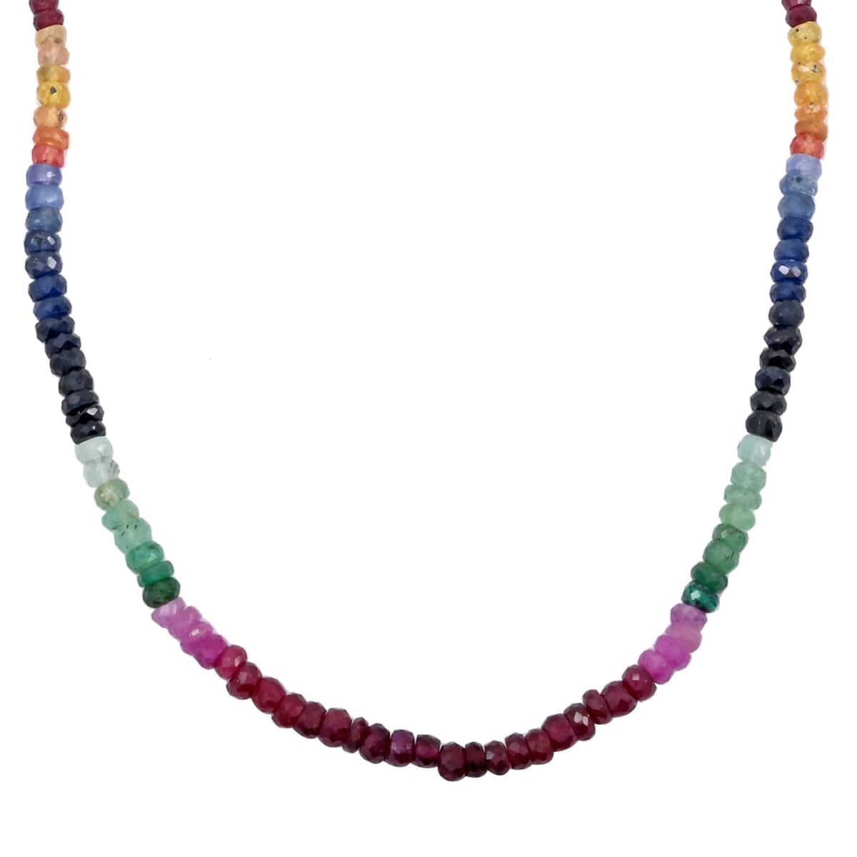 Multi Sapphire 70.00 ctw Necklace in Rhodium Over Sterling Silver 18 Inches image number 0