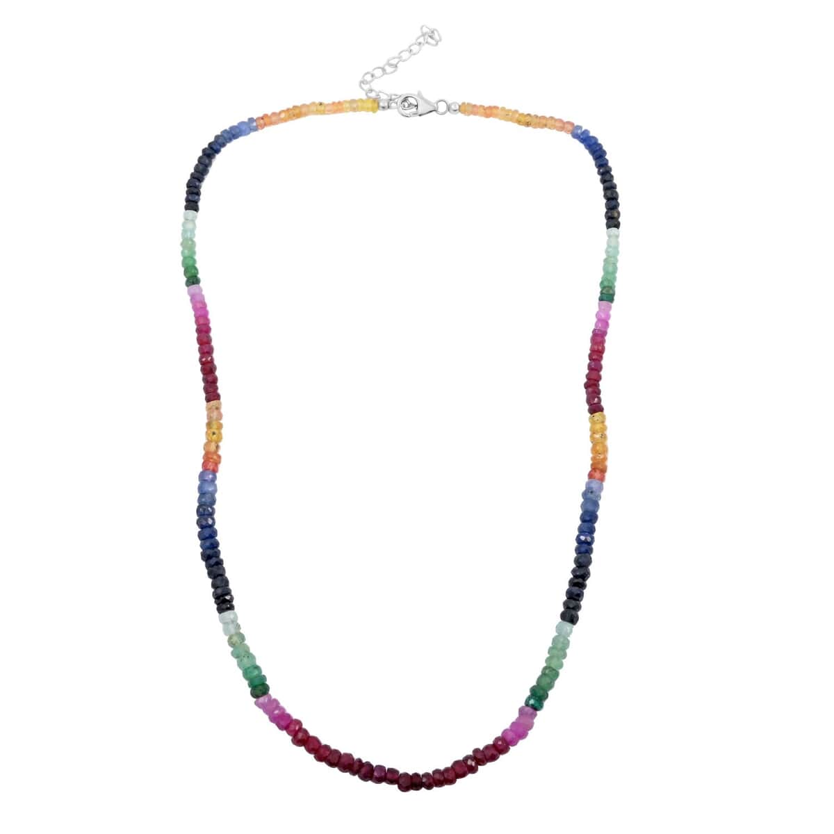 Multi Sapphire 70.00 ctw Necklace in Rhodium Over Sterling Silver 18 Inches image number 2