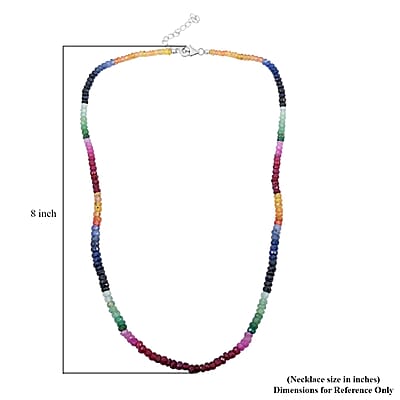 Multi Sapphire 70.00 ctw Necklace in Rhodium Over Sterling Silver 18 Inches