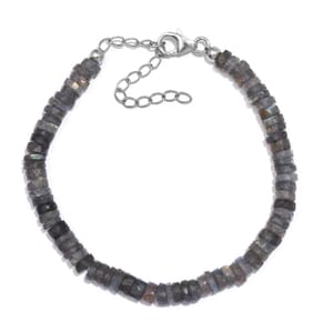 AAA Malagasy Labradorite 40.00 ctw Bracelet in Rhodium Over Sterling Silver (7.25 In)
