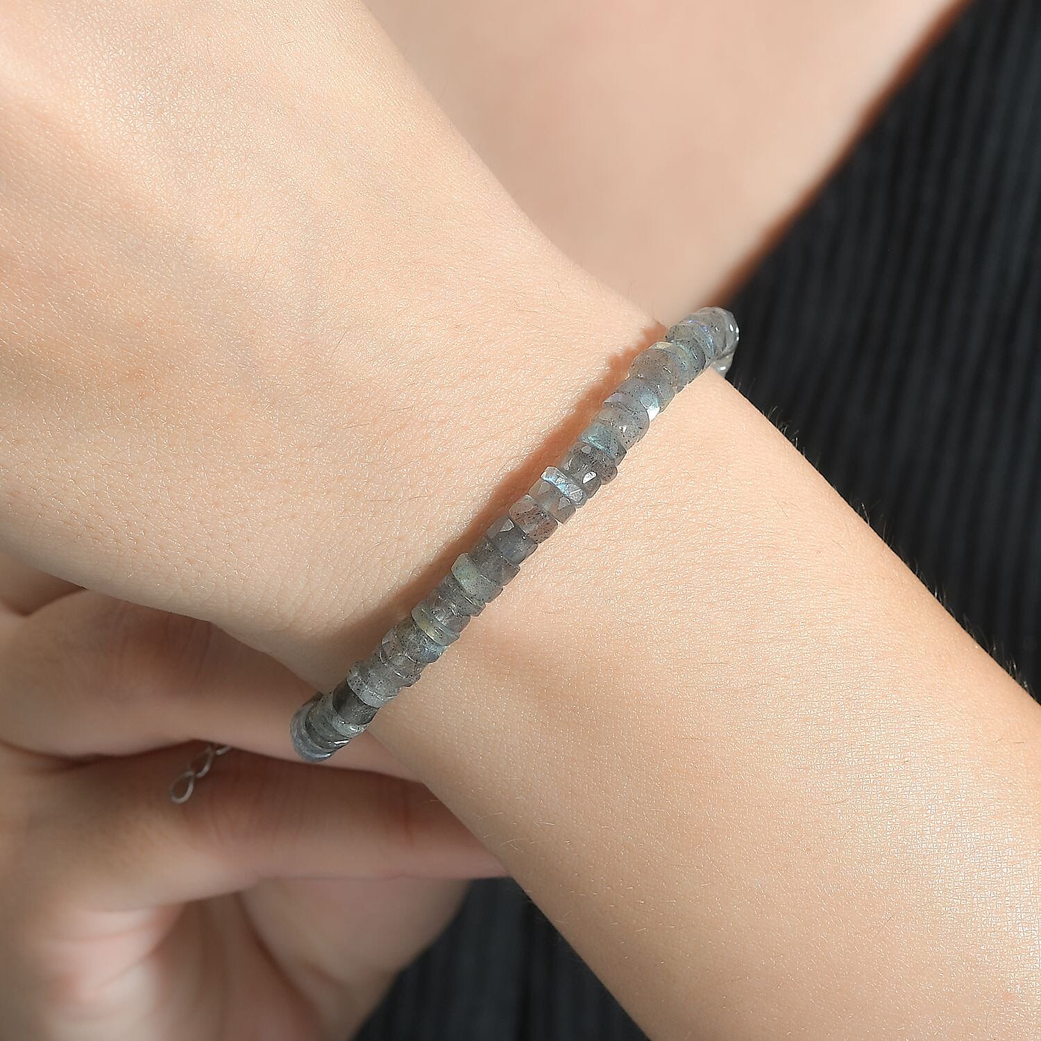 AAA Malagasy Labradorite 40.00 ctw Bracelet in Rhodium Over Sterling Silver (7.25 In)