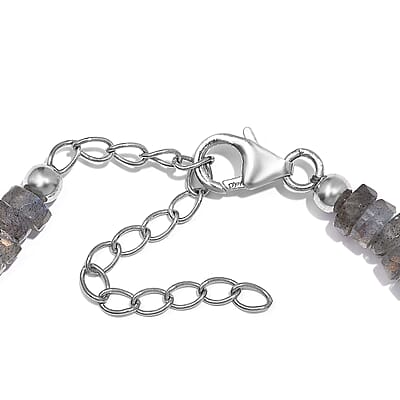 AAA Malagasy Labradorite 40.00 ctw Bracelet in Rhodium Over Sterling Silver (7.25 In)