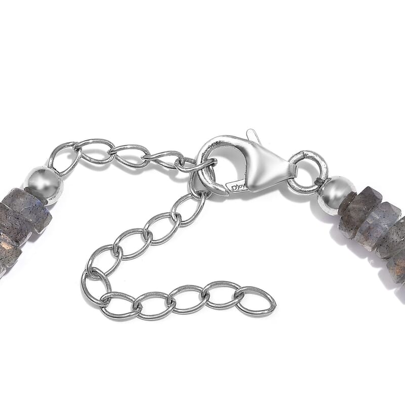AAA Malagasy Labradorite 40.00 ctw Bracelet in Rhodium Over Sterling Silver (7.25 In)