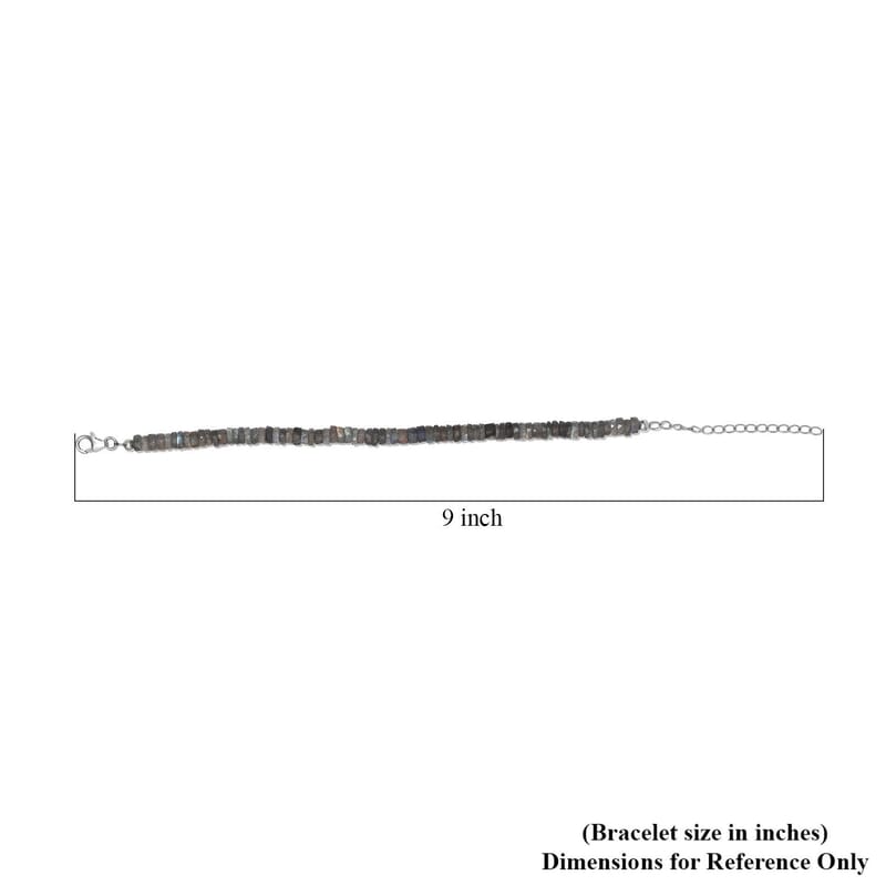 AAA Malagasy Labradorite 40.00 ctw Bracelet in Rhodium Over Sterling Silver (7.25 In)
