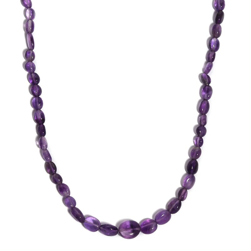 African Amethyst 75.00 ctw Necklace in Stainless Steel 18 Inches