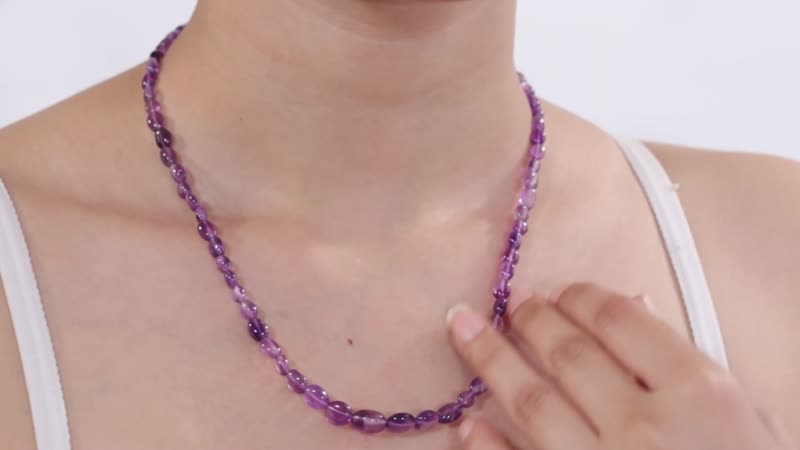 African Amethyst 75.00 ctw Necklace in Stainless Steel 18 Inches
