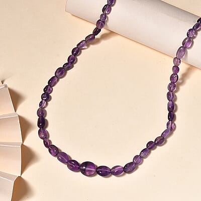 African Amethyst 75.00 ctw Necklace in Stainless Steel 18 Inches