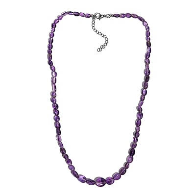 African Amethyst 75.00 ctw Necklace in Stainless Steel 18 Inches