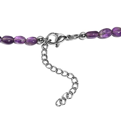 African Amethyst 75.00 ctw Necklace in Stainless Steel 18 Inches