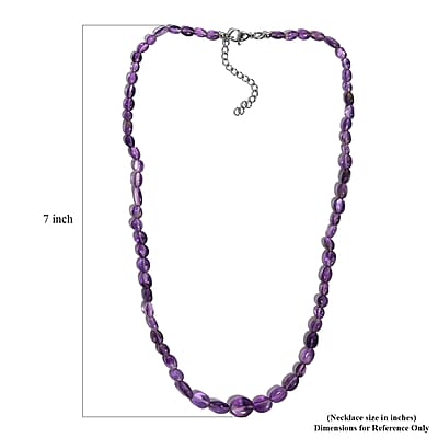 African Amethyst 75.00 ctw Necklace in Stainless Steel 18 Inches