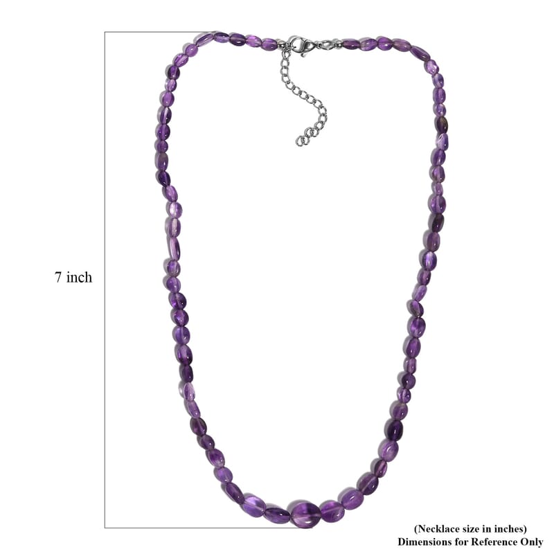 African Amethyst 75.00 ctw Necklace in Stainless Steel 18 Inches