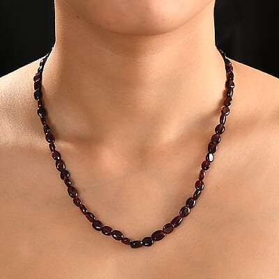 Mozambique Garnet 75.00 ctw Necklace in Stainless Steel 18 Inches