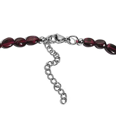 Mozambique Garnet 75.00 ctw Necklace in Stainless Steel 18 Inches