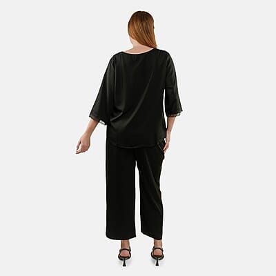 Tamsy Black 2 Piece Lace Top and Pant Set - M/L