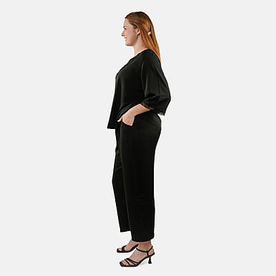 Tamsy Black 2 Piece Lace Top and Pant Set - M/L
