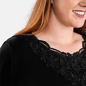 Tamsy Black 2 Piece Lace Top and Pant Set - M/L