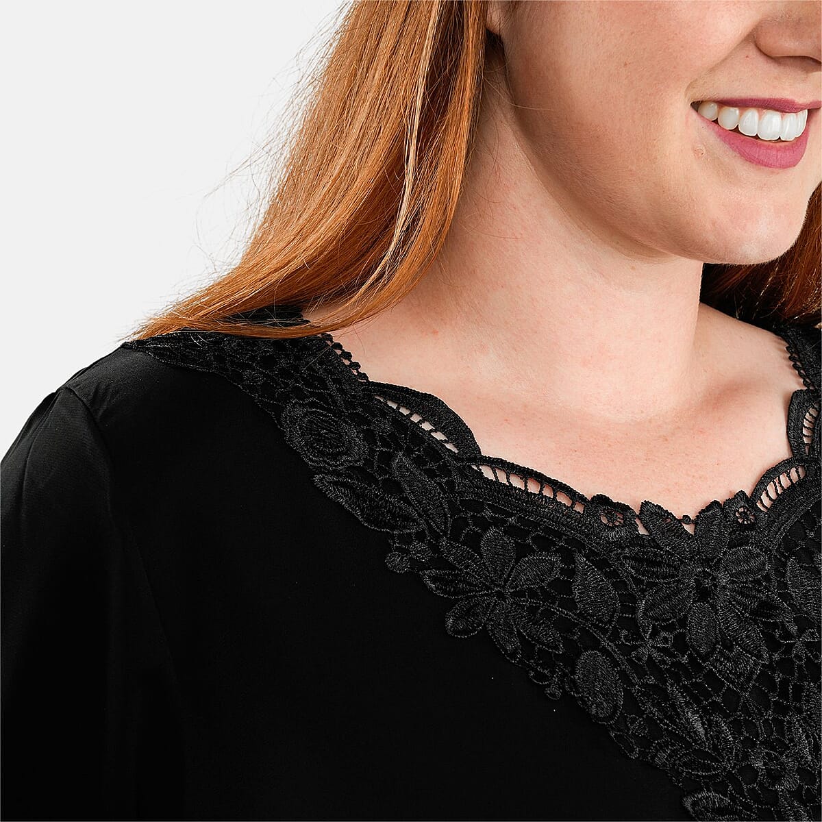 Tamsy Black 2 Piece Lace Top and Pant Set - L/XL image number 3