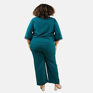 Tamsy Teal 2 Piece Lace Top and Pant Set - M/L