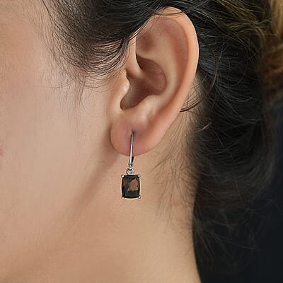 Brazilian Smoky Quartz 4.25 ctw Earrings in Stainless Steel 