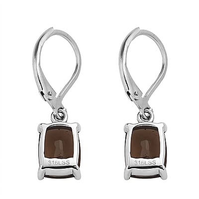 Brazilian Smoky Quartz 4.25 ctw Earrings in Stainless Steel 